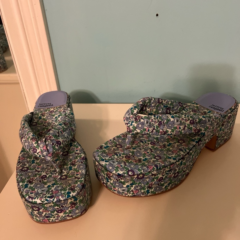 Jeffry Campbell Floral Retro Platform Thongs